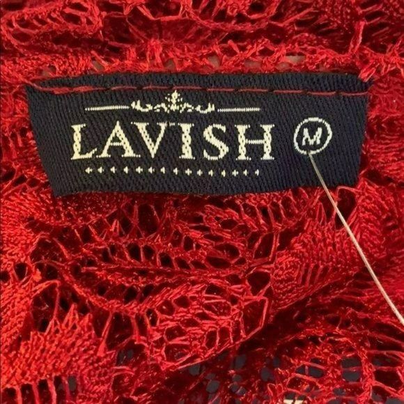 Lavish Woman's Blouse Burgundy Lace‎ Layered Size Medium NEW - Picture 8 of 10